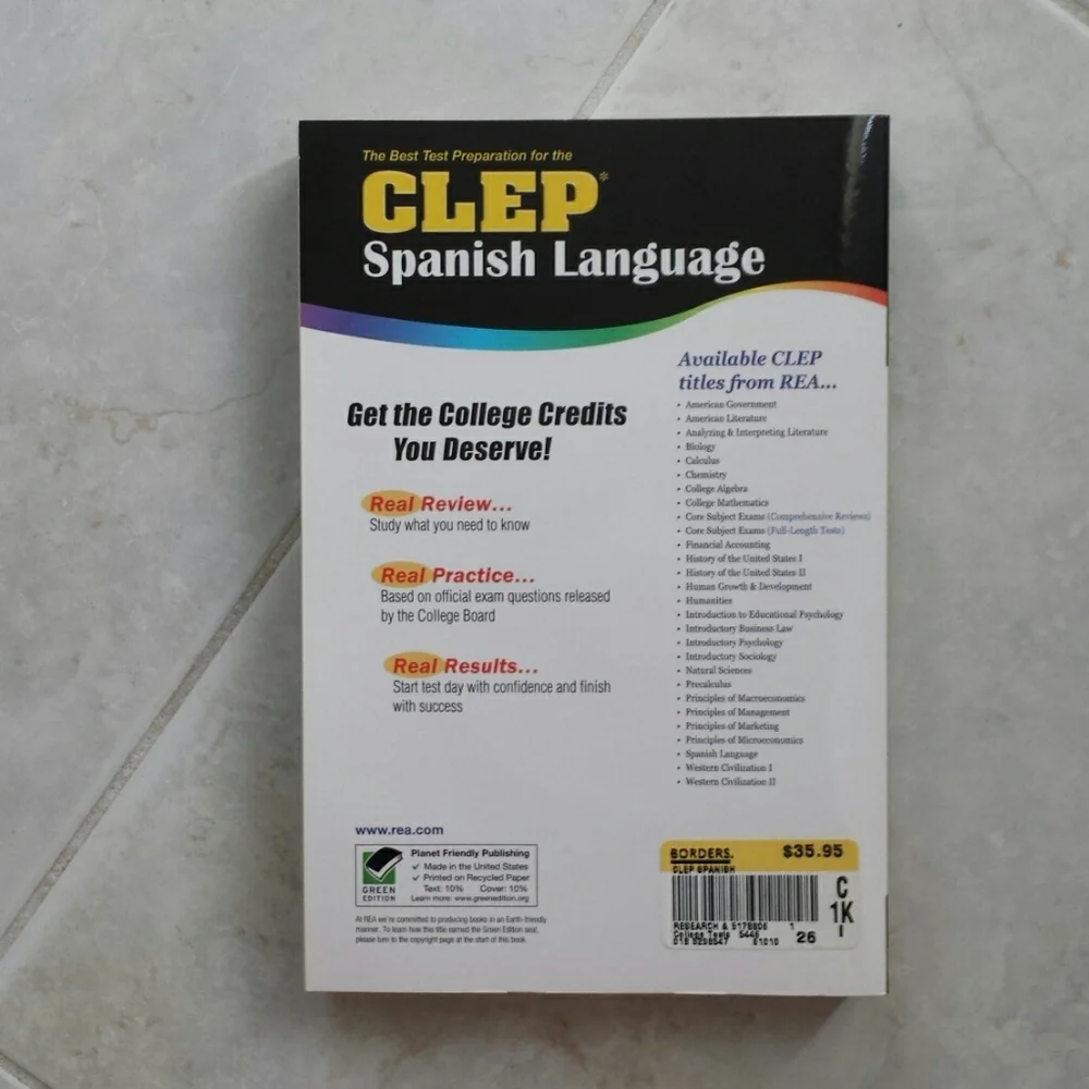 Unused Clep Spanish Language Book